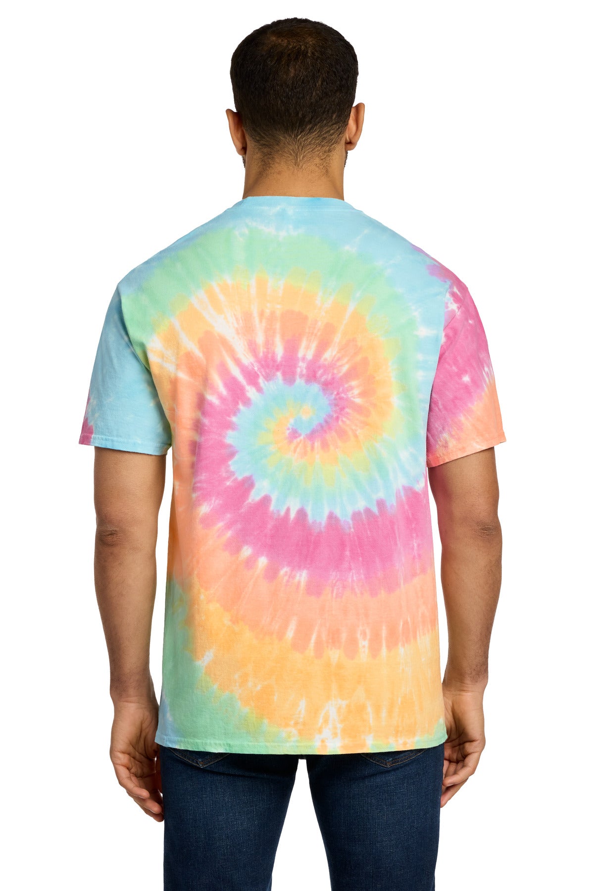 Custom Embroidered Port & Co T-Shirts  in Pastel Rainbow