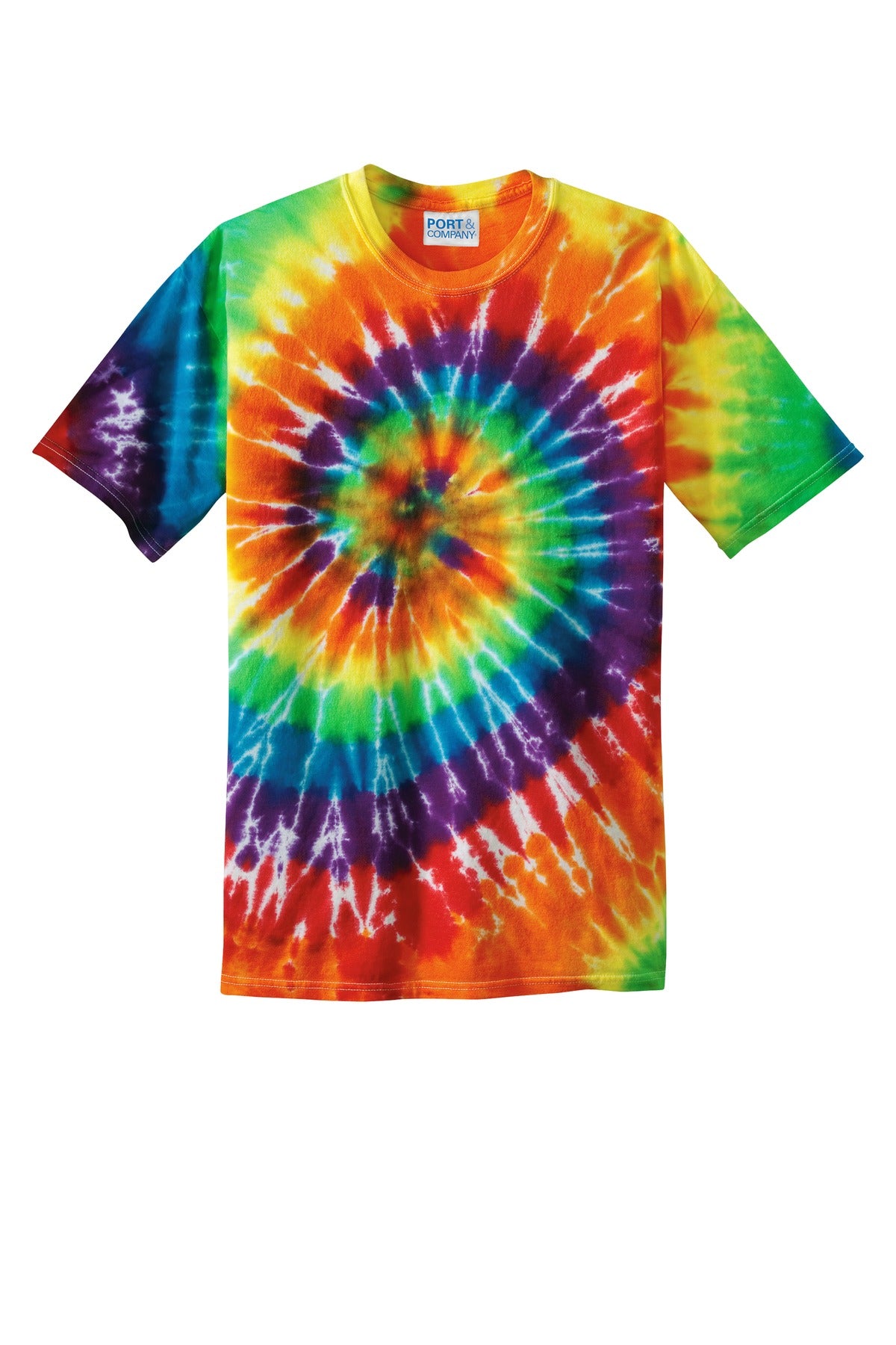 Custom Embroidered Port & Co T-Shirts  in Rainbow
