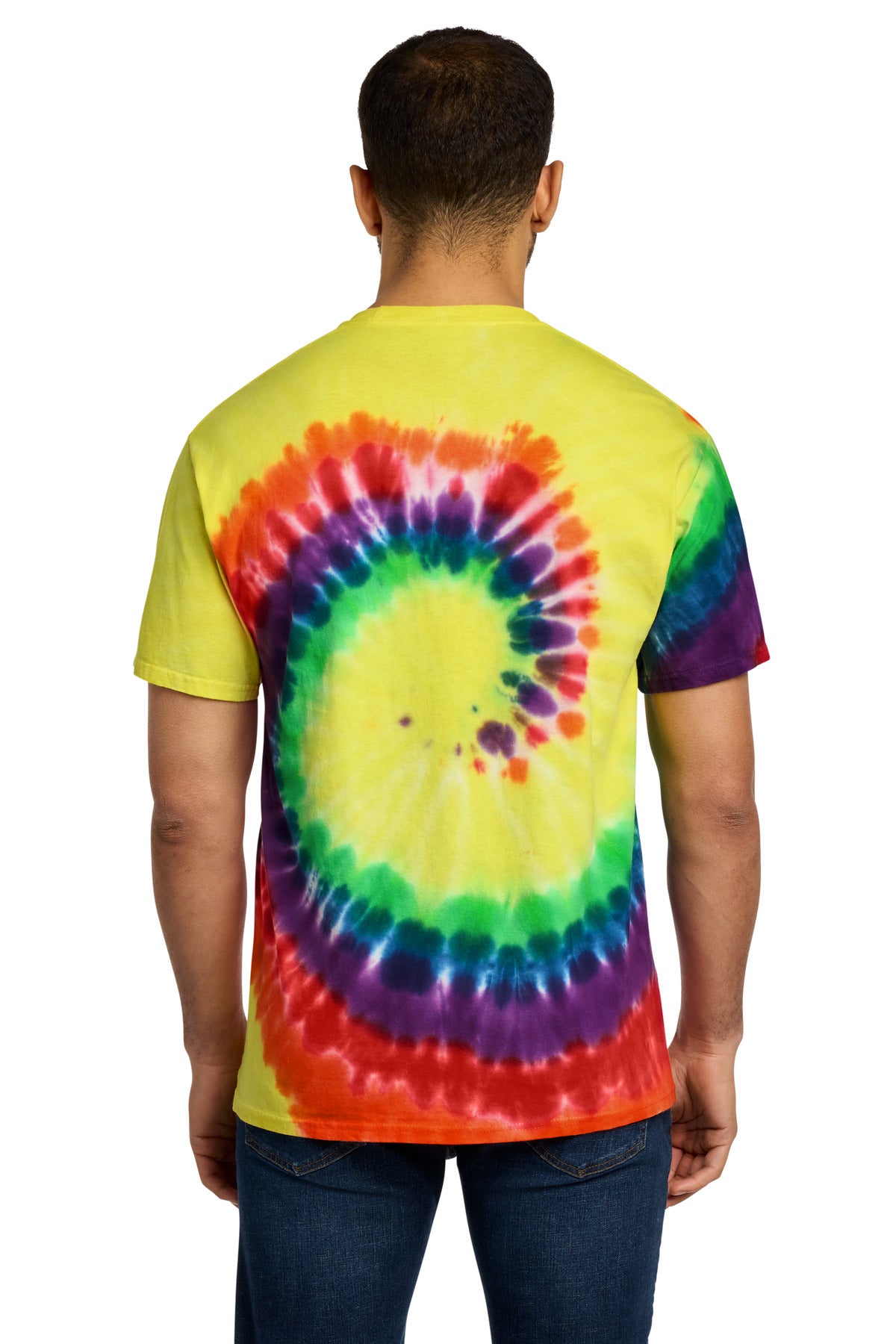 Custom Embroidered Port & Co T-Shirts  in Rainbow