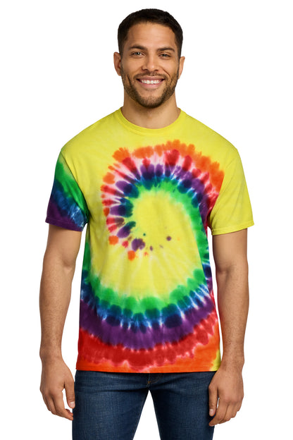 Custom Embroidered Port & Co T-Shirts  in Rainbow