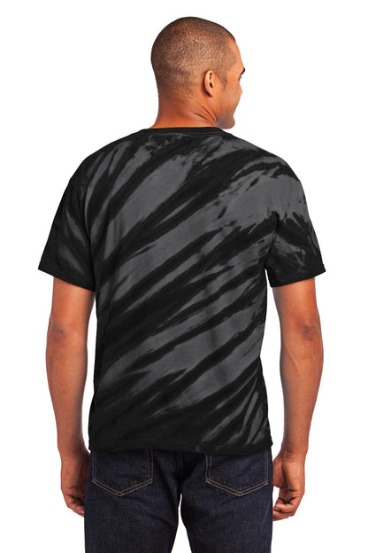Custom Embroidered Port & Company - Tiger Stripe Tie-Dye Tee. PC148,Black