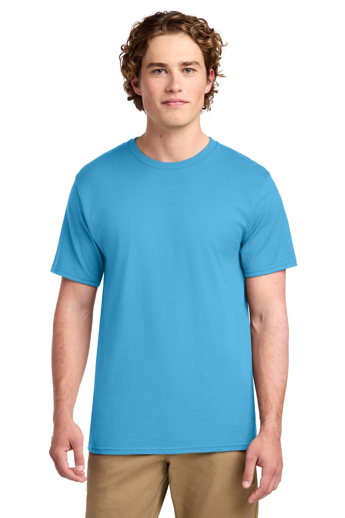 Custom Embroidered Port & Co T-Shirts  in Aquatic Blue