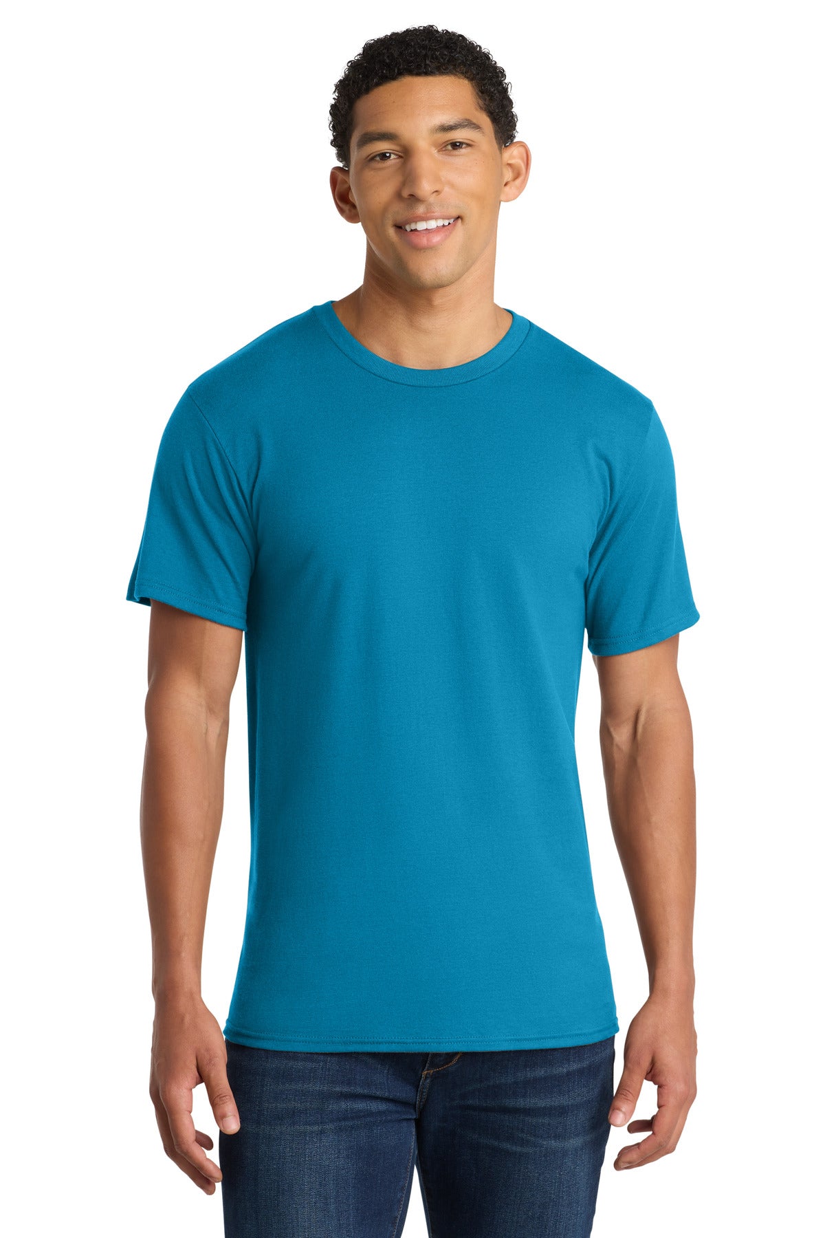 Custom Embroidered Port & Co T-Shirts  in Turquoise