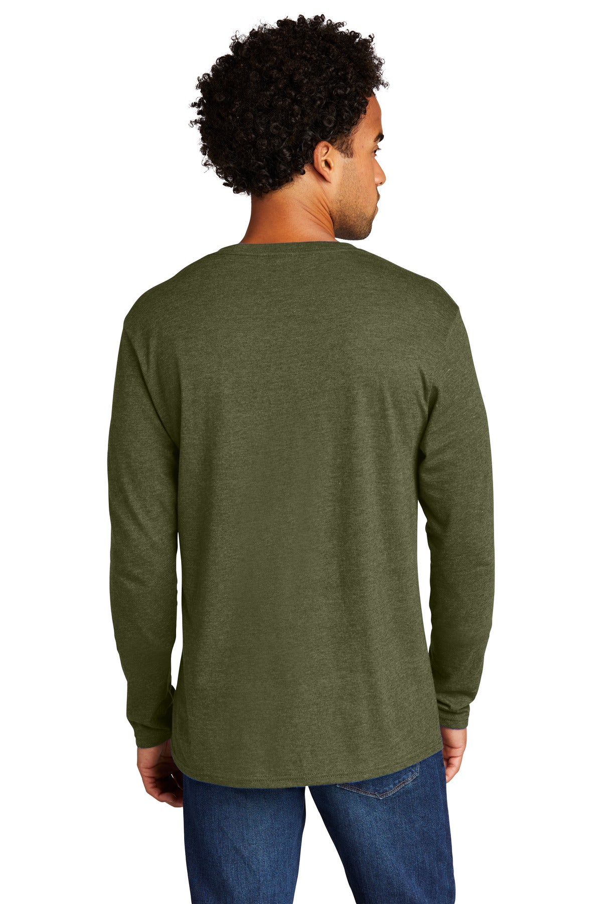 Custom Embroidered Port & Company Tri-Blend Long Sleeve Tee. PC330LS,Military Green Heather