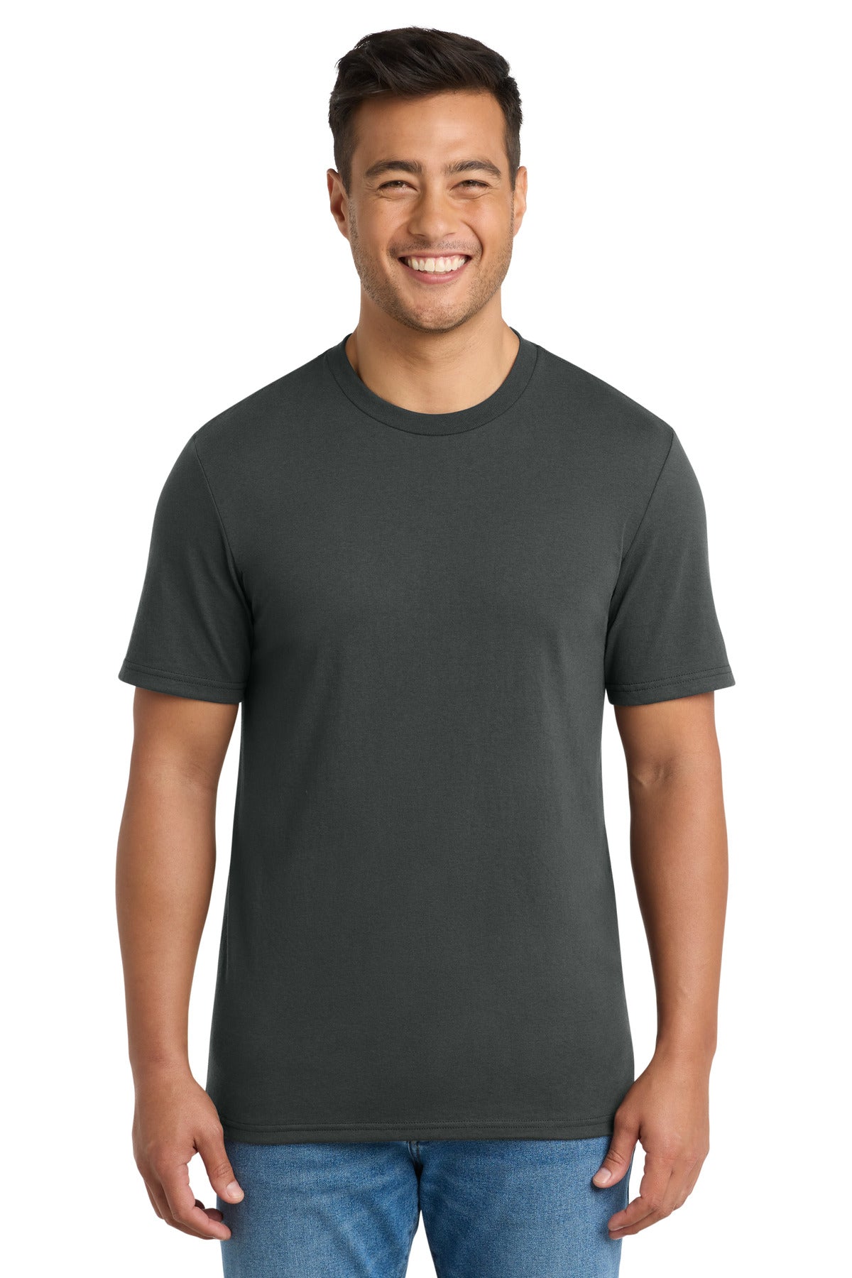 Custom Embroidered Port & Co T-Shirts  in Coal Grey
