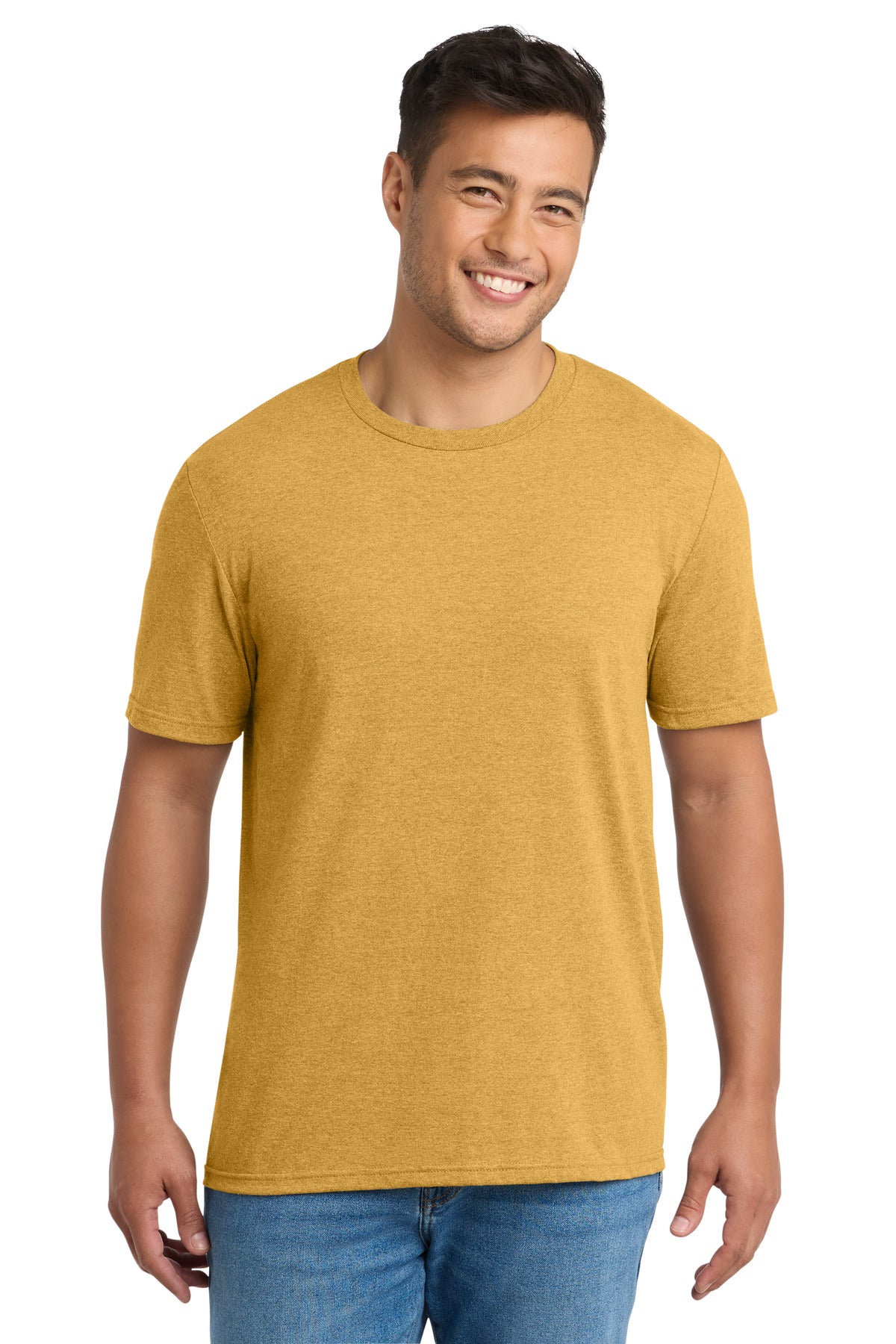 Custom Embroidered Port & Co T-Shirts  in Ochre Yellow Heather