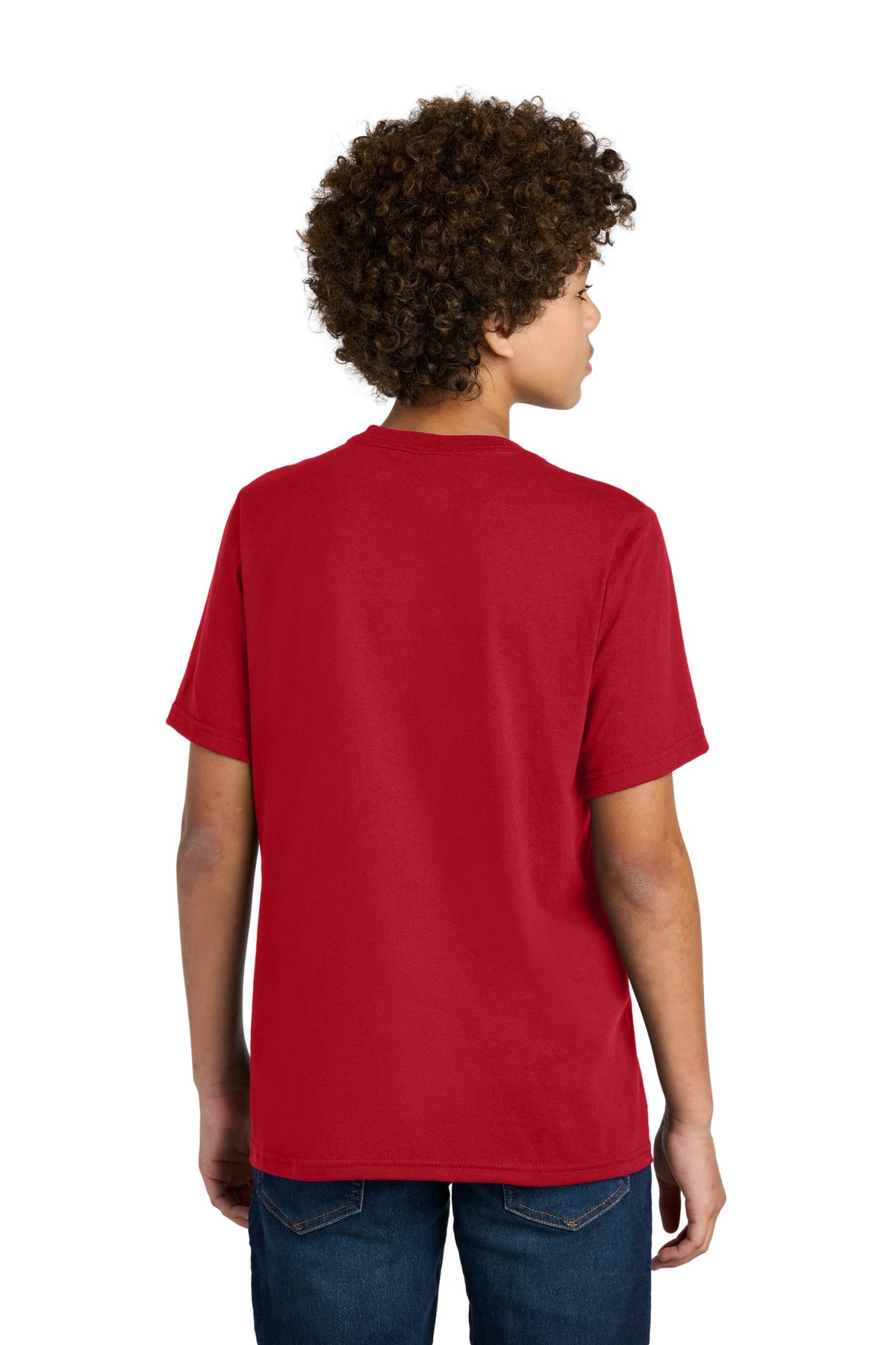 Custom Embroidered Port & Company Youth CVC Tee PC340Y,Red
