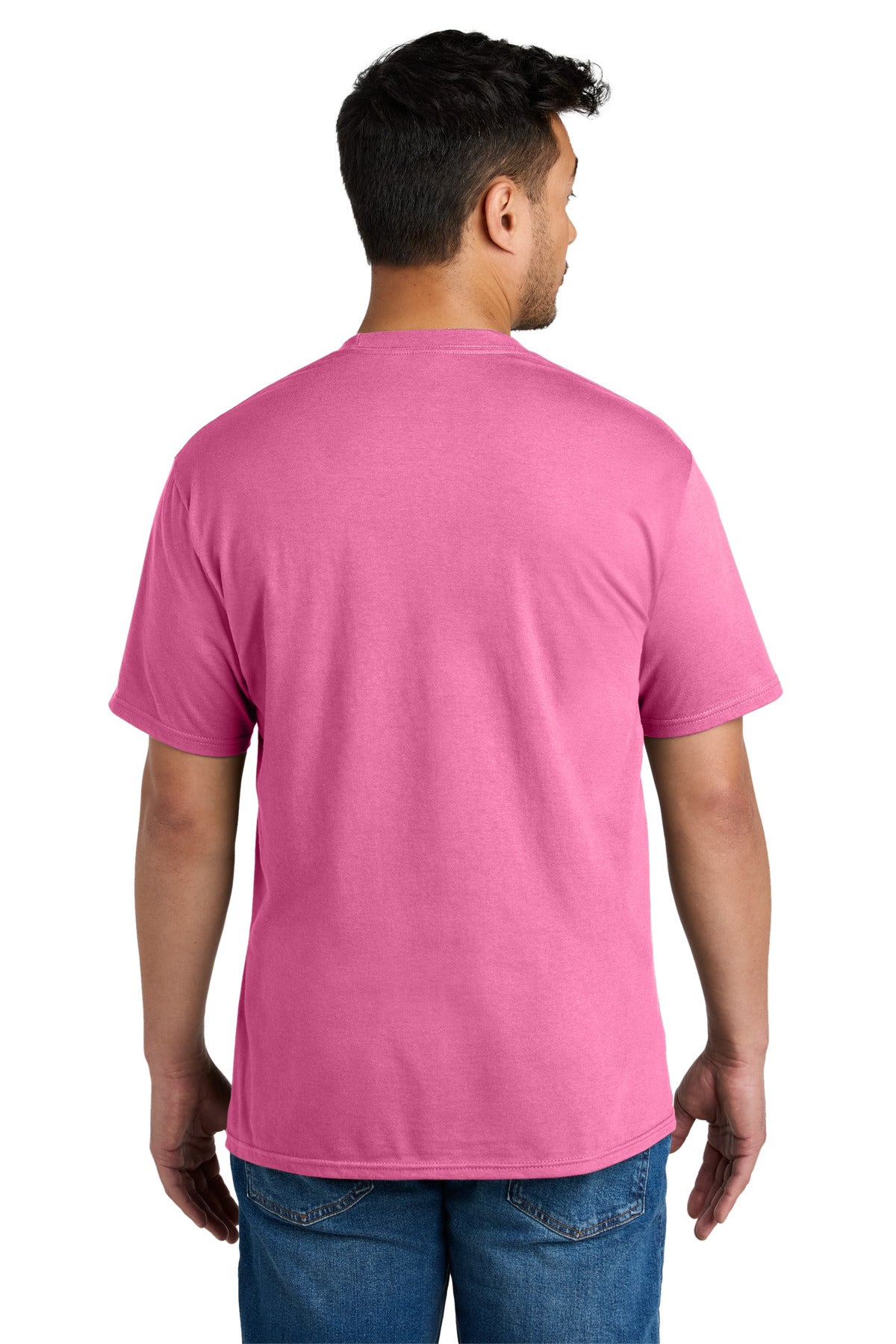 Custom Embroidered Port & Co T-Shirts  in Awareness Pink