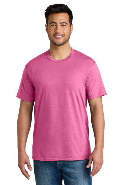 Custom Embroidered Port & Co T-Shirts  in Awareness Pink