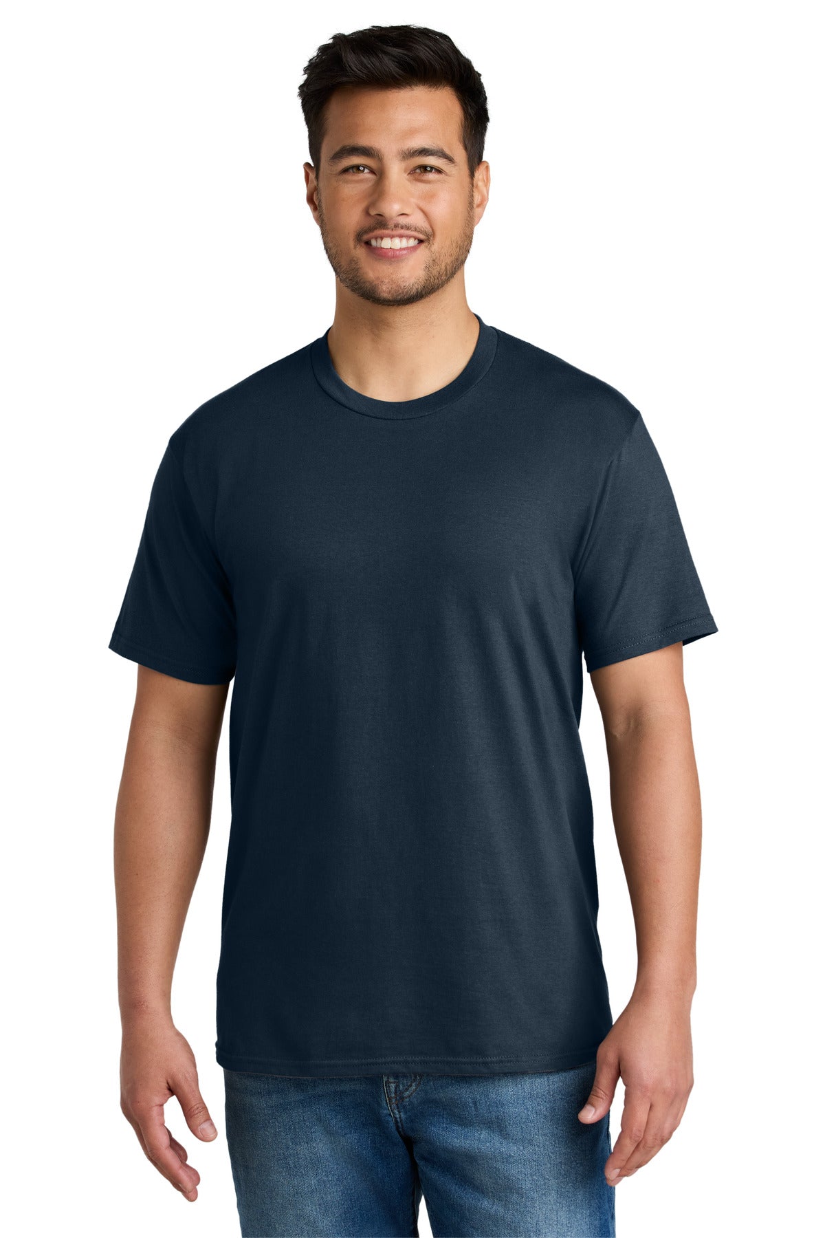 Custom Embroidered Port & Co T-Shirts  in Deep Navy