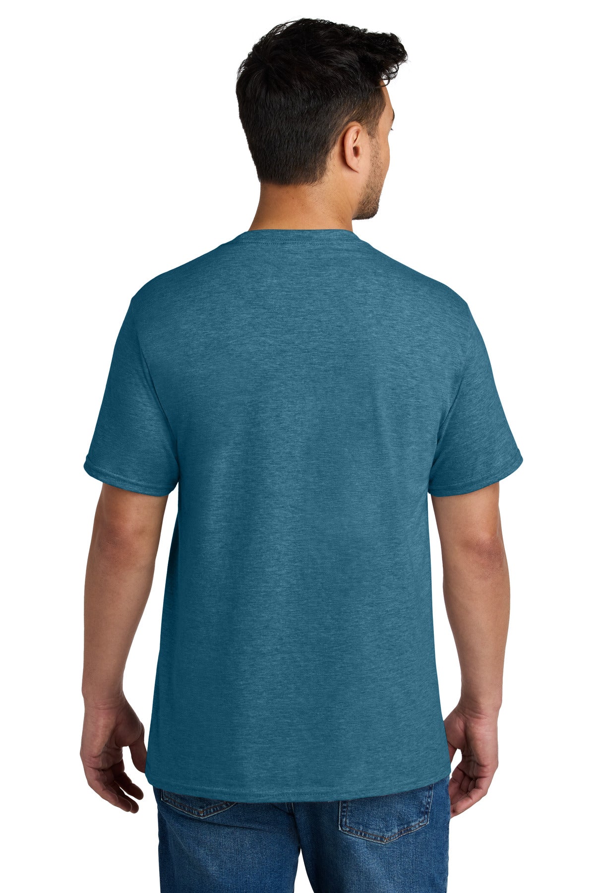 Custom Embroidered Port & Co T-Shirts  in Mountain Blue Heather