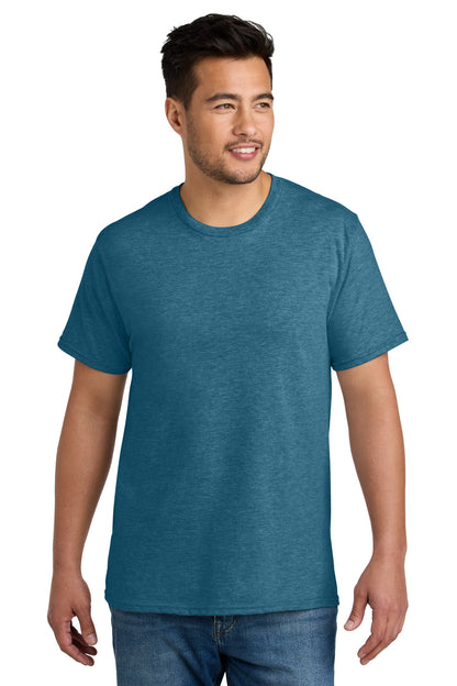 Custom Embroidered Port & Co T-Shirts  in Mountain Blue Heather
