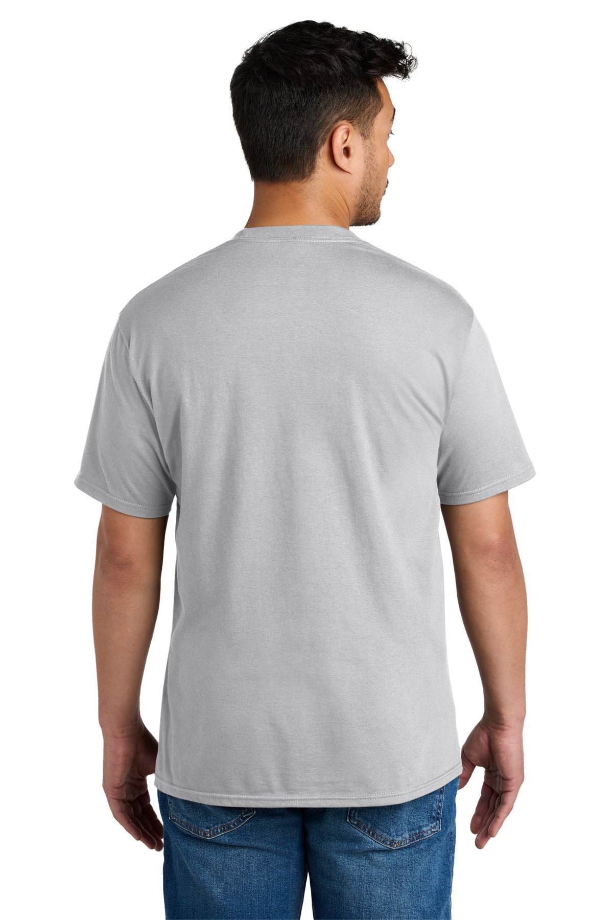 Custom Embroidered Port & Co T-Shirts  in Silver