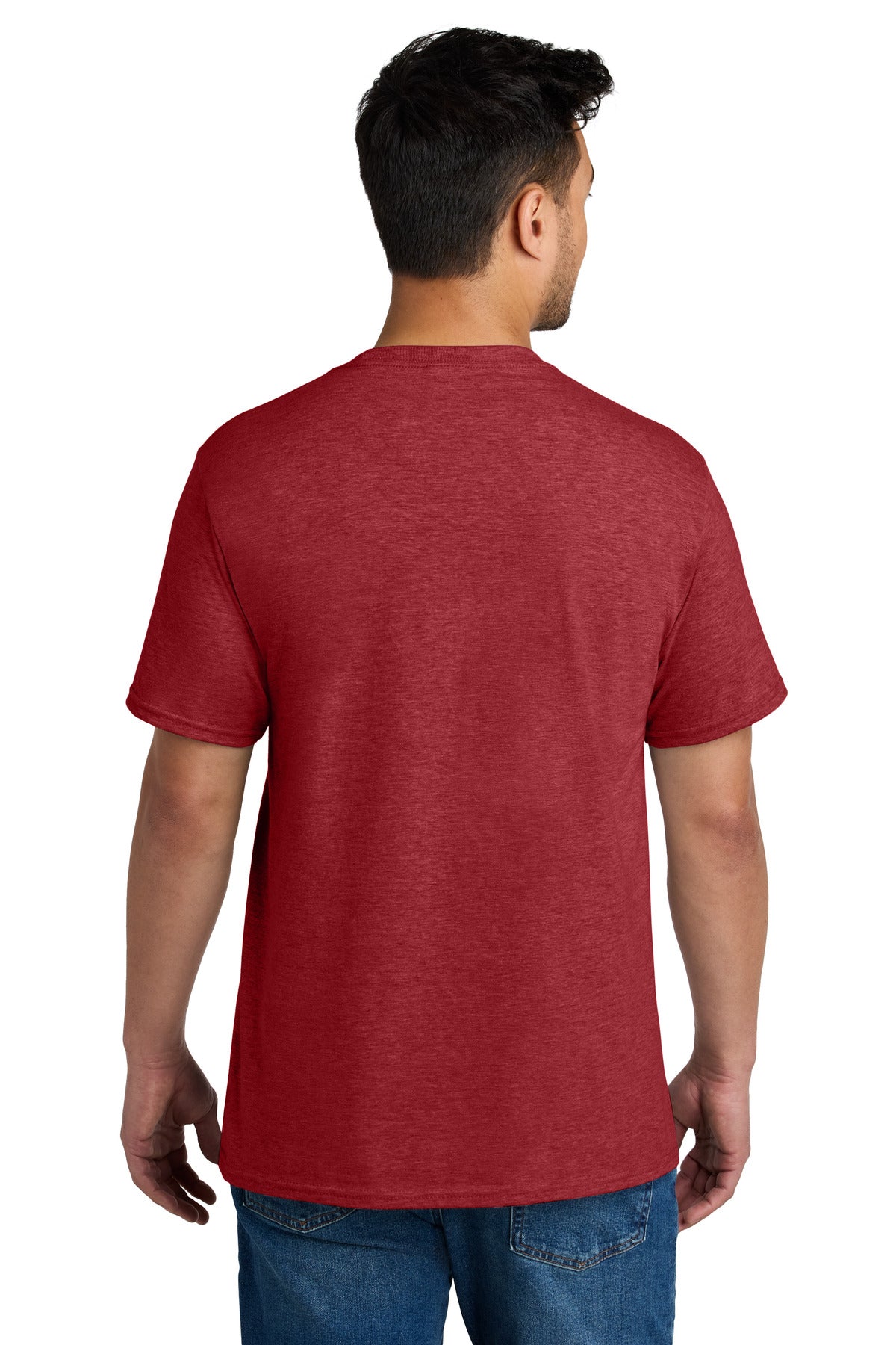 Custom Embroidered Port & Co T-Shirts  in Team Cardinal Heather