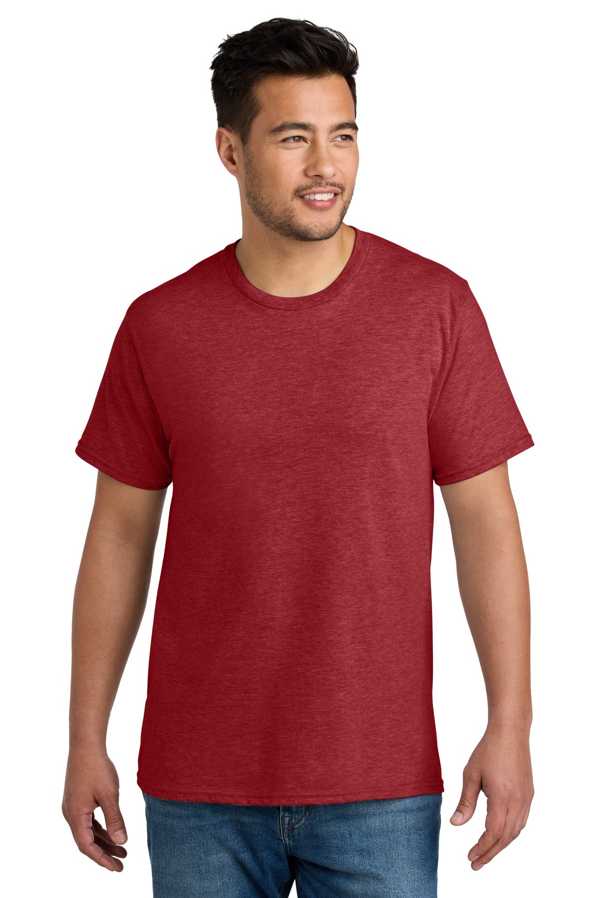 Custom Embroidered Port & Co T-Shirts  in Team Cardinal Heather