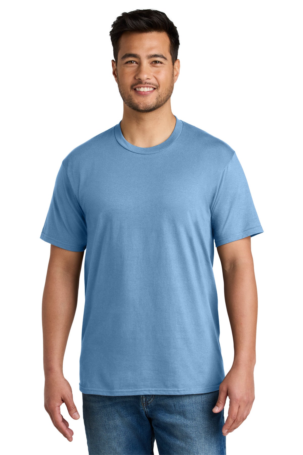 Custom Embroidered Port & Co T-Shirts  in Tundra Blue