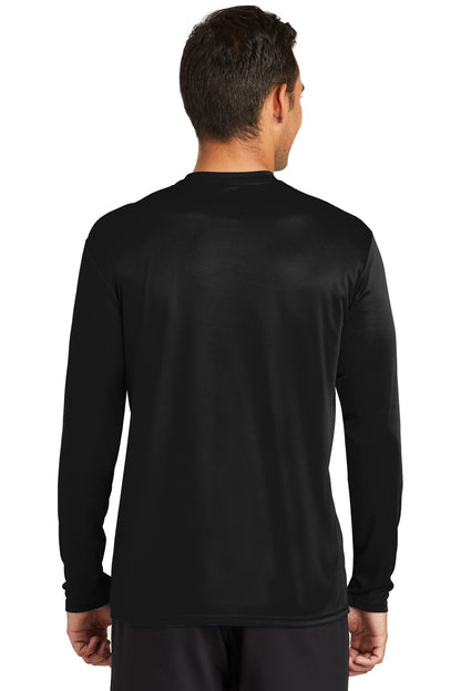 Custom Embroidered Port & Company  Long Sleeve Performance Tee. PC380LS,Jet Black