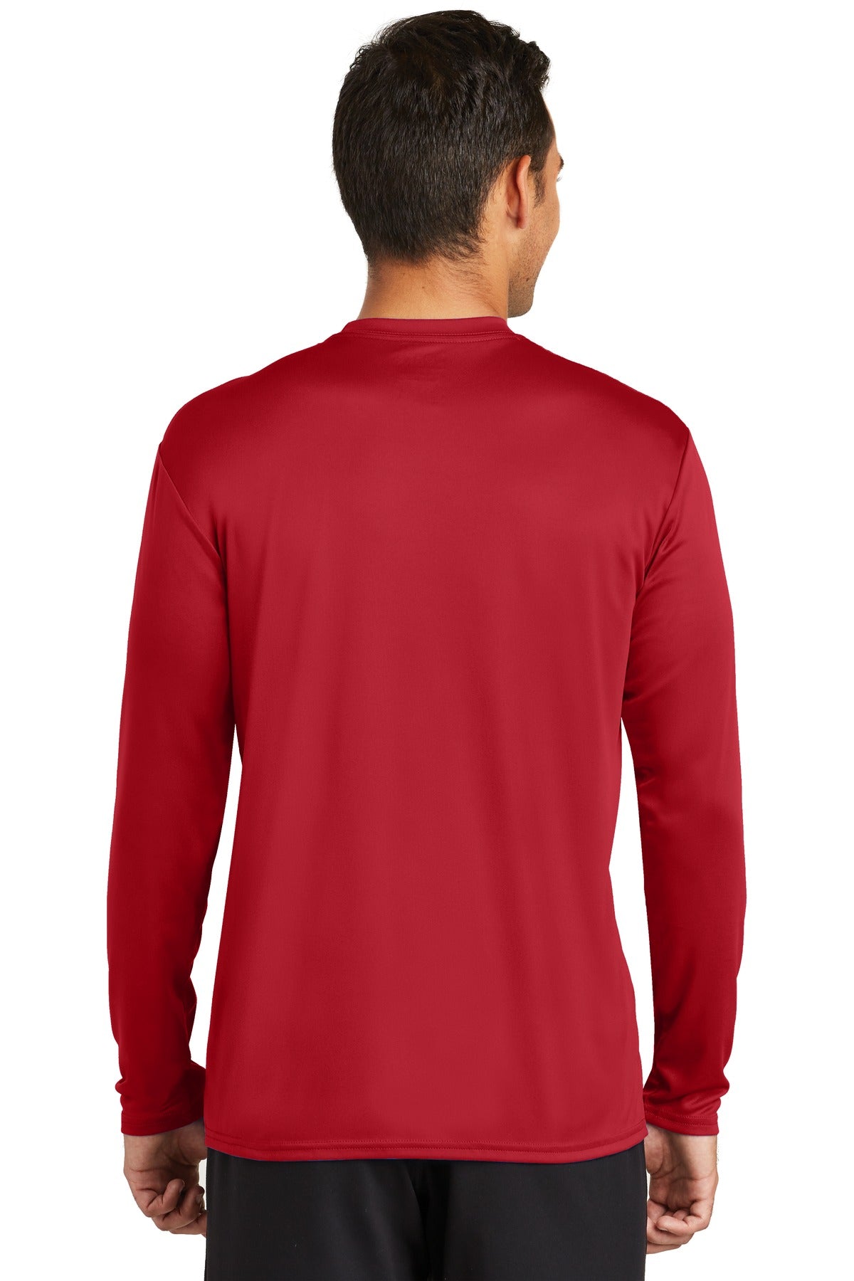 Custom Embroidered Port & Company  Long Sleeve Performance Tee. PC380LS,Red