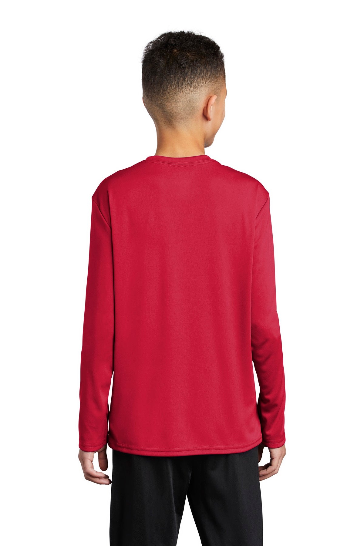 Custom Embroidered Port & Company  Youth Long Sleeve Performance Tee PC380YLS,Red