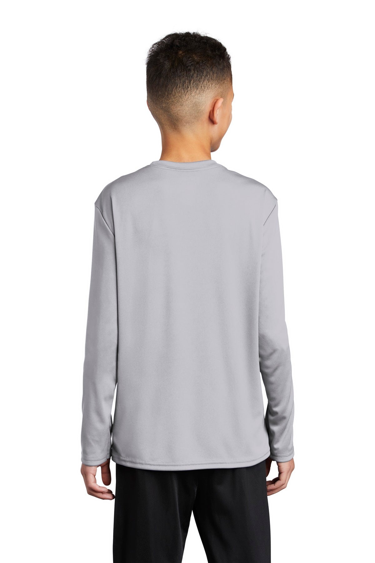 Custom Embroidered Port & Company  Youth Long Sleeve Performance Tee PC380YLS,Silver