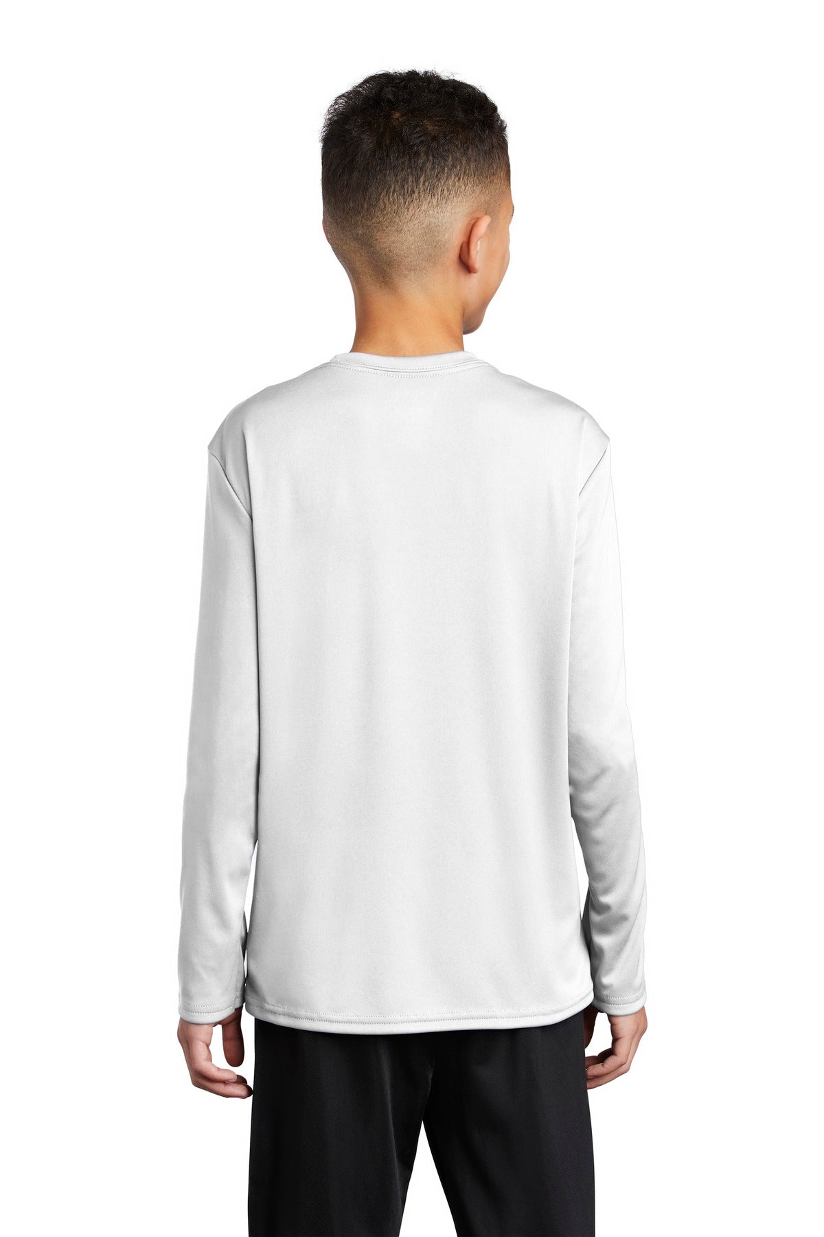 Custom Embroidered Port & Company  Youth Long Sleeve Performance Tee PC380YLS,White