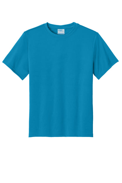 Custom Embroidered Port & Co T-Shirts  in Neon Blue