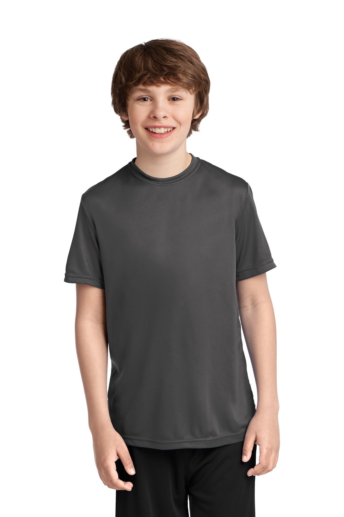 Port & Company Youth Performance Tee. PC380Y Charcoal