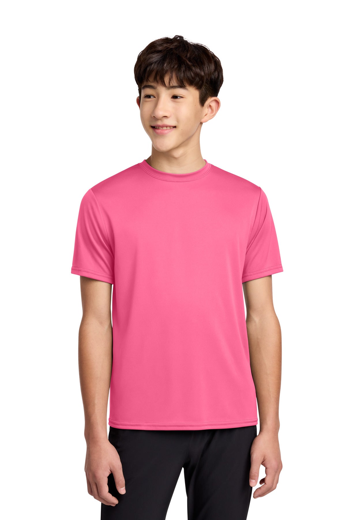 Custom Embroidered Port & Co T-Shirts  in Neon Pink