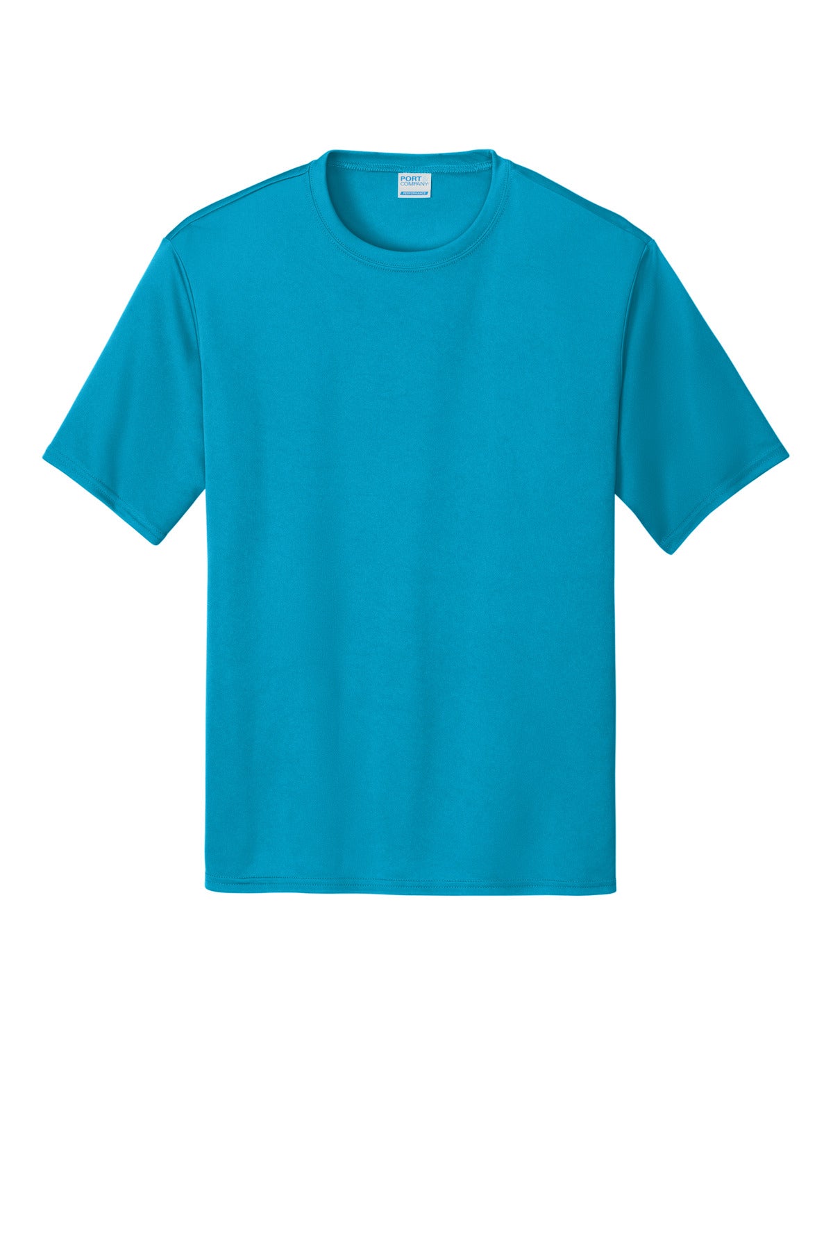 Custom Embroidered Port & Co T-Shirts  in Neon Blue
