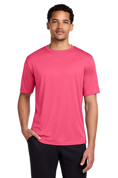 Custom Embroidered Port & Co T-Shirts  in Neon Pink