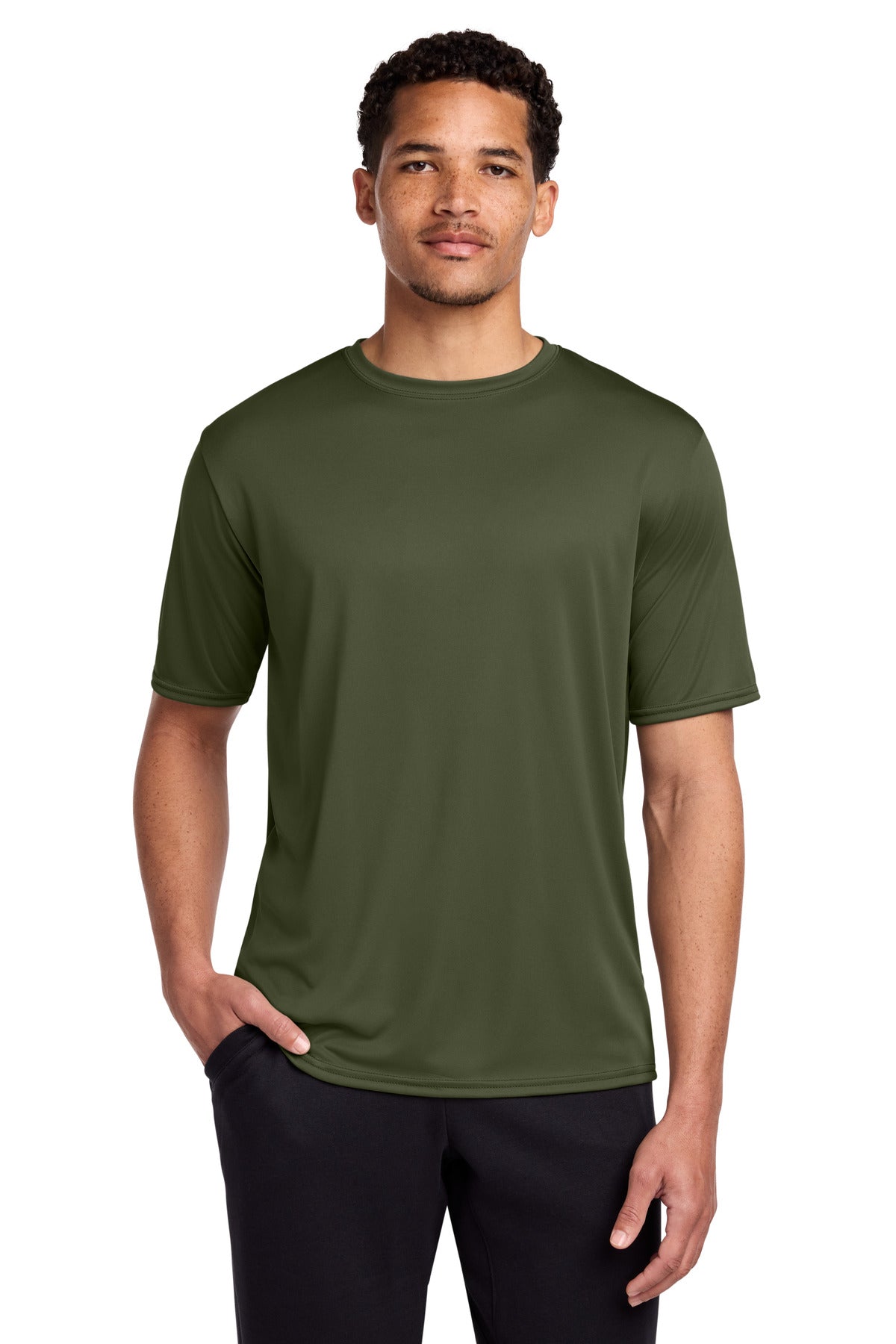 Custom Embroidered Port & Co T-Shirts  in Olive Drab Green