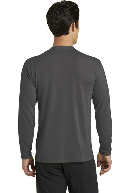 Custom Embroidered Port & Company Long Sleeve Performance Blend Tee. PC381LS,Charcoal