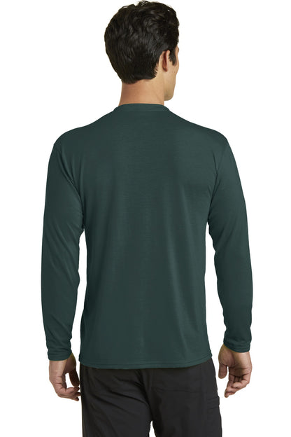 Custom Embroidered Port & Company Long Sleeve Performance Blend Tee. PC381LS,Dark Green