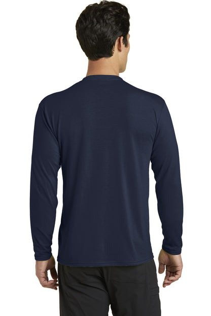 Custom Embroidered Port & Company Long Sleeve Performance Blend Tee. PC381LS,Deep Navy