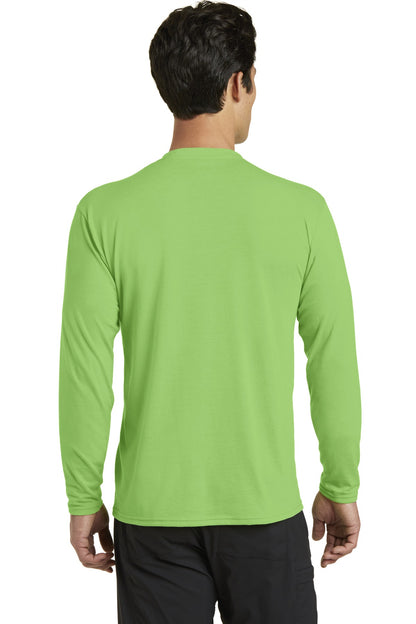 Custom Embroidered Port & Company Long Sleeve Performance Blend Tee. PC381LS,Lime