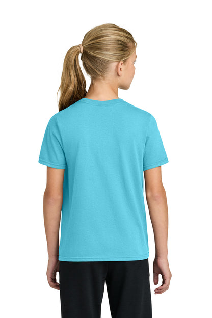 Custom Embroidered Port & Co T-Shirts  in Aquatic Blue