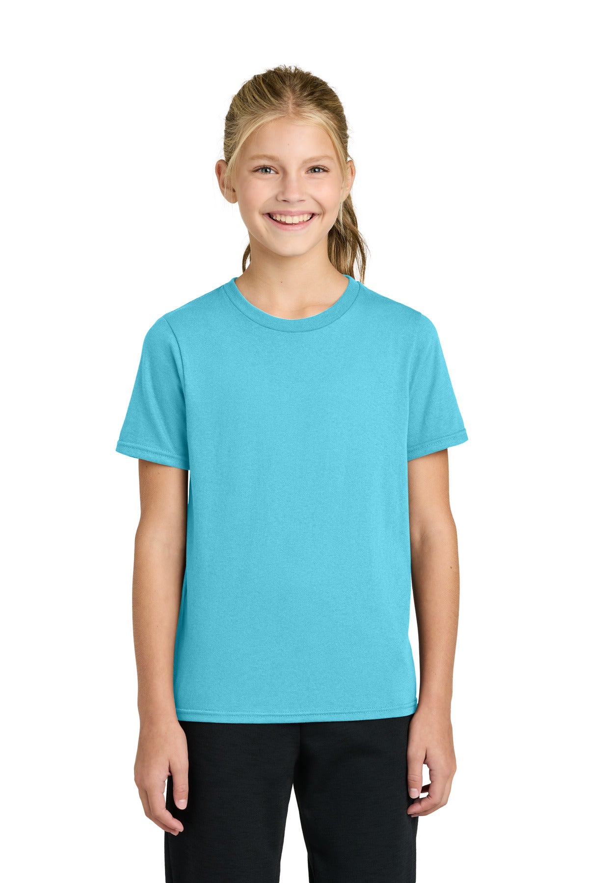 Custom Embroidered Port & Co T-Shirts  in Aquatic Blue