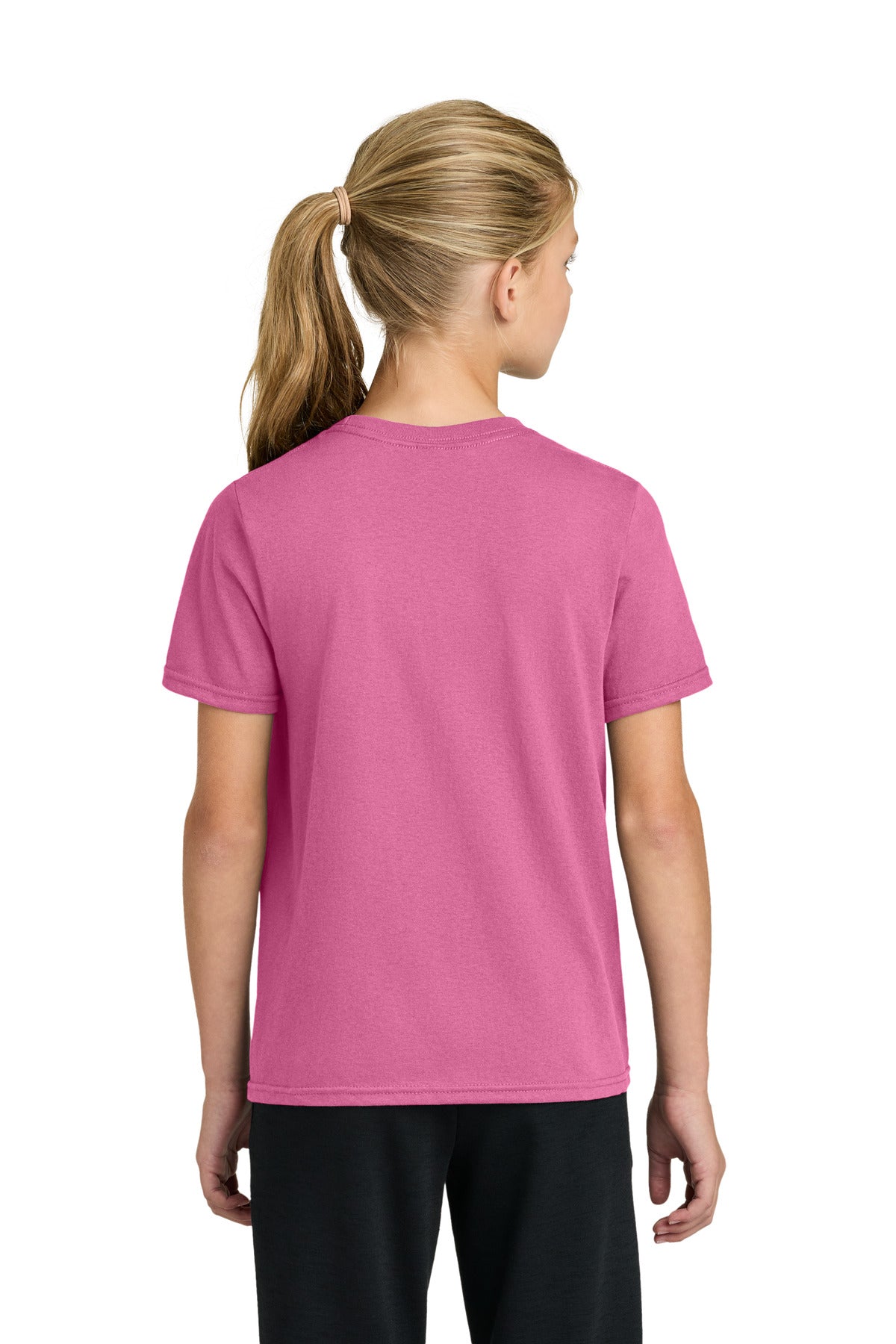 Custom Embroidered Port & Co T-Shirts  in Awareness Pink