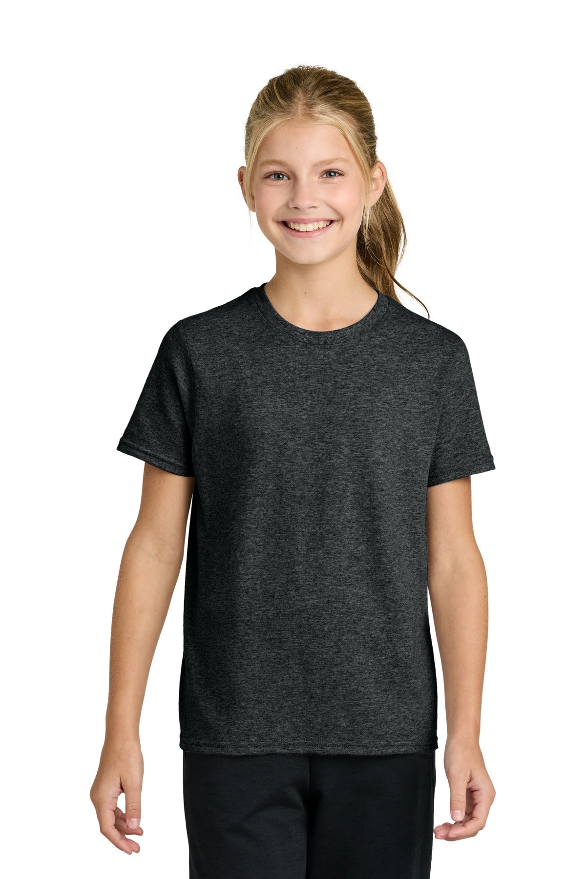 Custom Embroidered Port & Co T-Shirts  in Black Heather