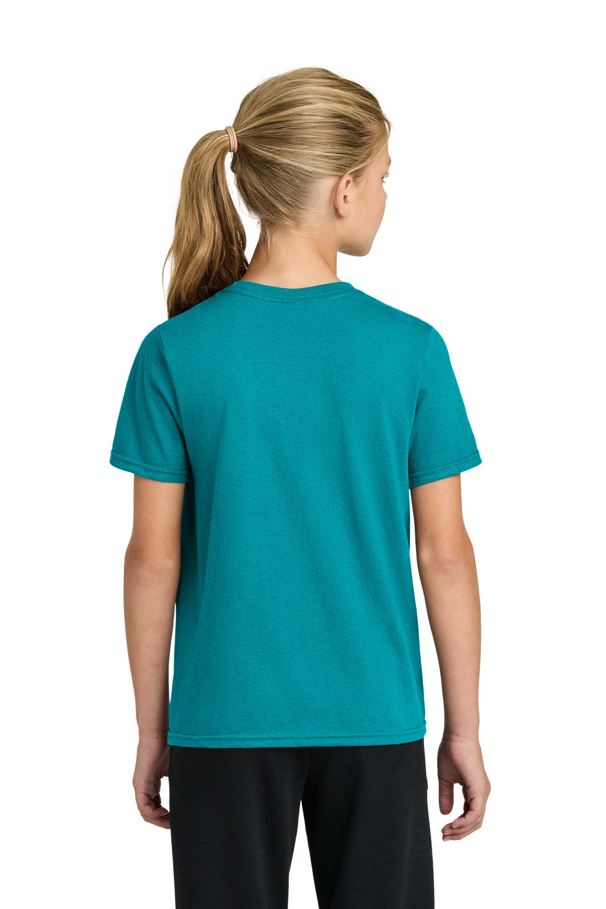 Custom Embroidered Port & Co T-Shirts  in Bright Aqua