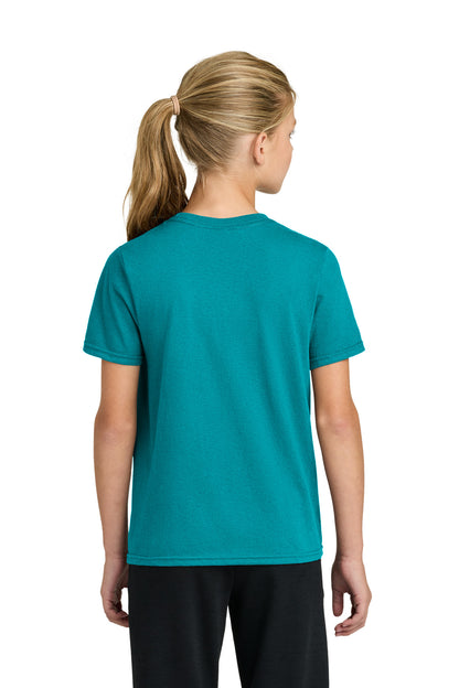 Custom Embroidered Port & Co T-Shirts  in Bright Aqua