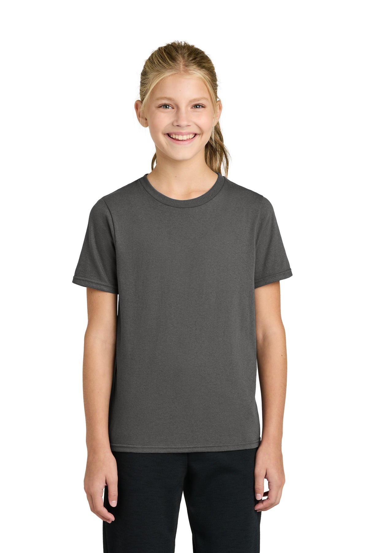 Custom Embroidered Port & Co T-Shirts  in Charcoal