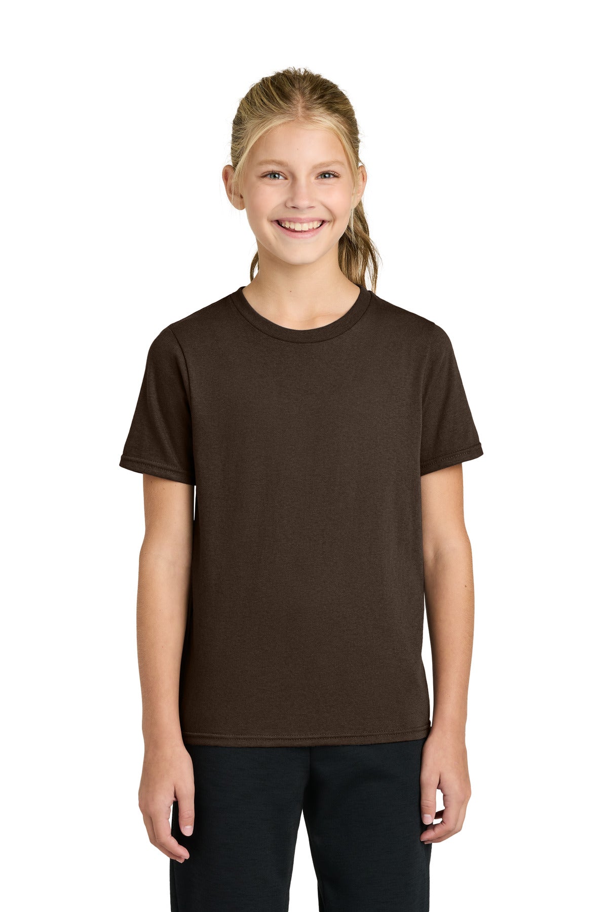 Custom Embroidered Port & Co T-Shirts  in Dark Chocolate Brown