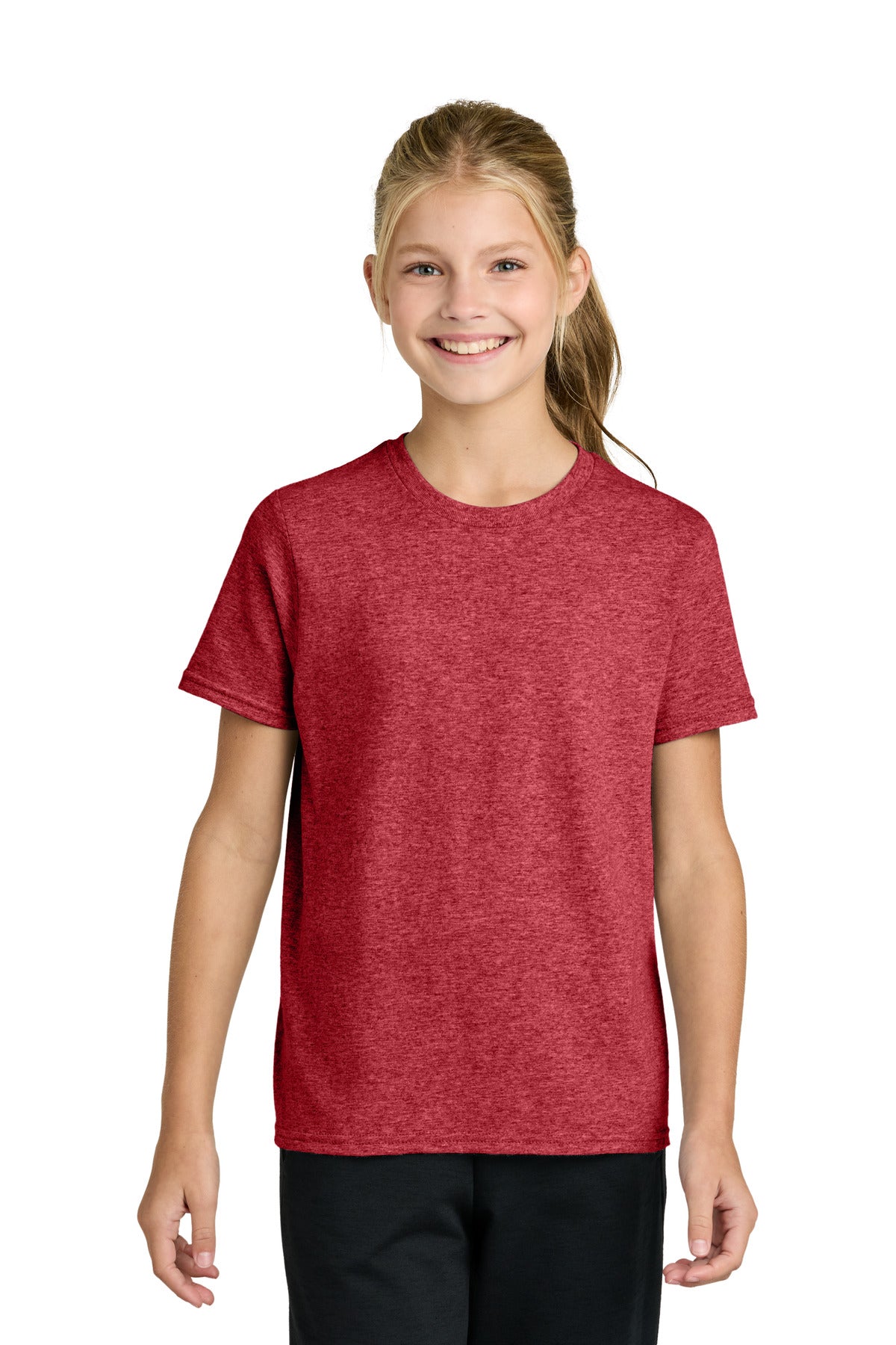 Custom Embroidered Port & Co T-Shirts  in Heather Red