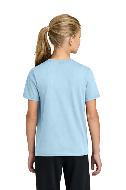 Custom Embroidered Port & Co T-Shirts  in Ice Blue