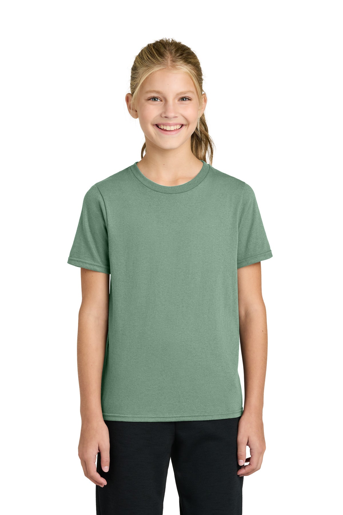 Custom Embroidered Port & Co T-Shirts  in Laurel Green