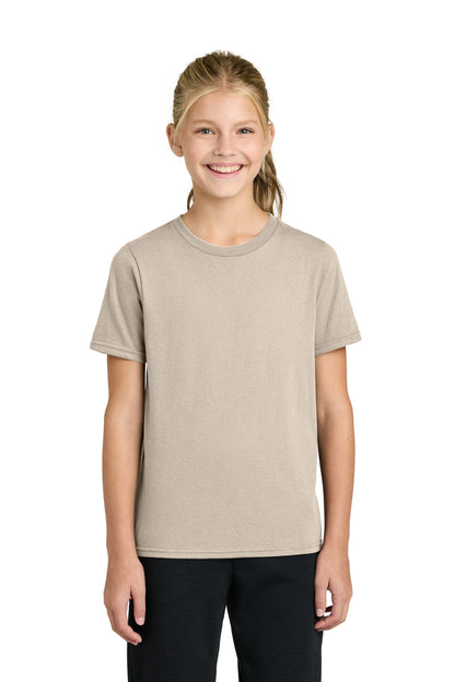 Custom Embroidered Port & Co T-Shirts  in Light Sand