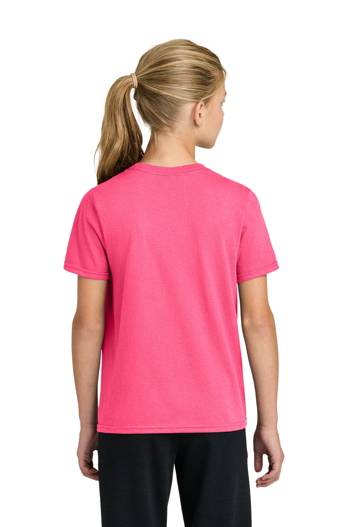 Custom Embroidered Port & Co T-Shirts  in Neon Pink