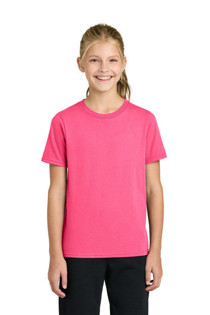 Custom Embroidered Port & Co T-Shirts  in Neon Pink