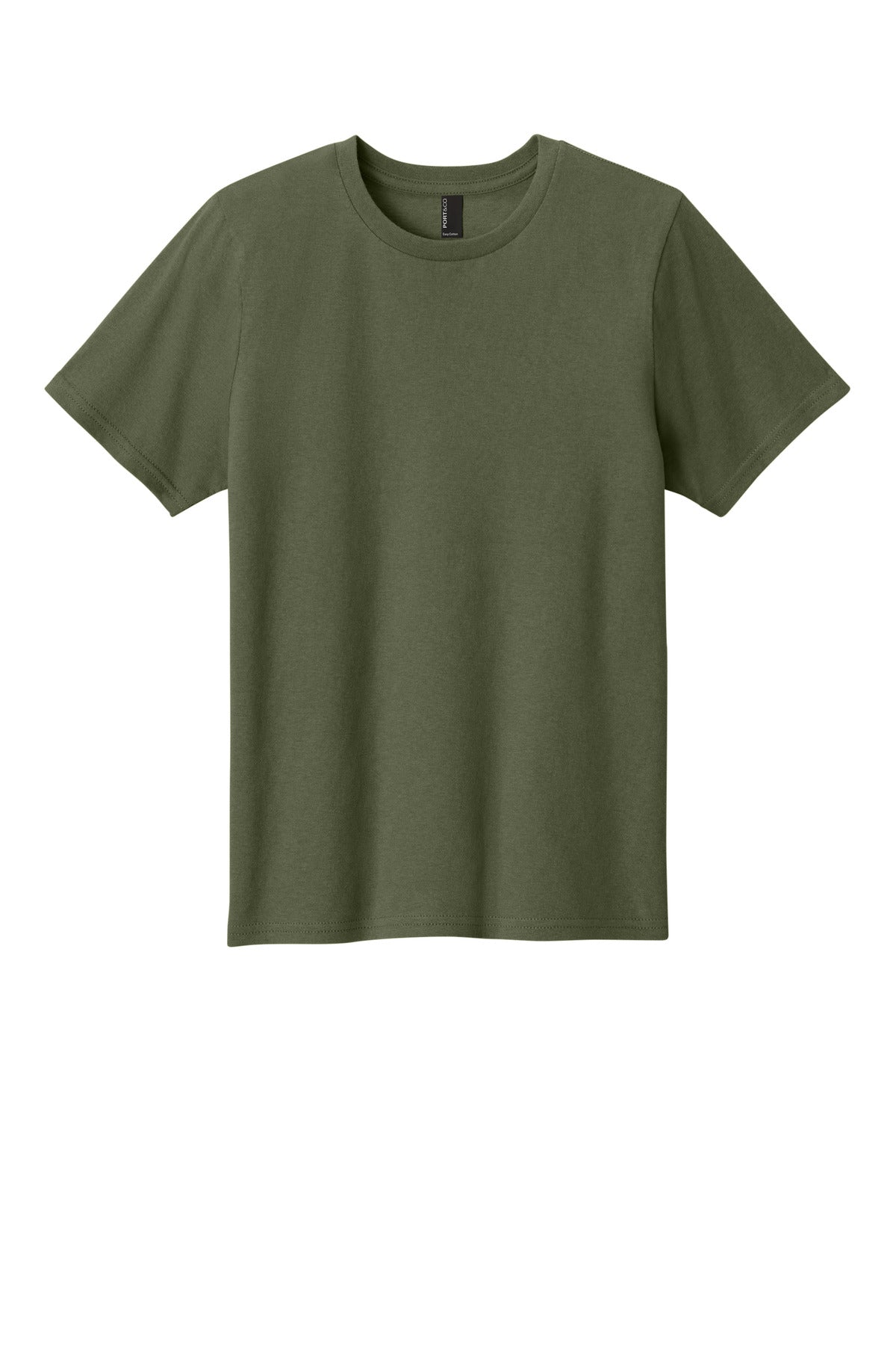 Custom Embroidered Port & Co T-Shirts  in Olive Drab Green